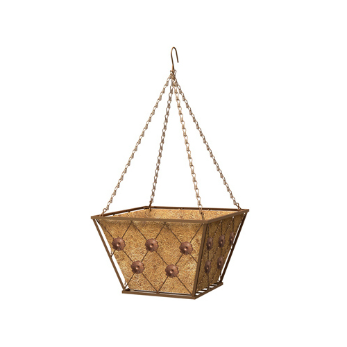 Hanging Basket With Coco Liner, Regency Style, Brushed Bronze, 14-In. Square - pack of 6