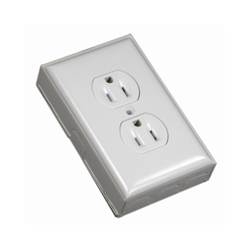 Metal Outlet Box With Duplex/Faceplate Outlet Kit, White