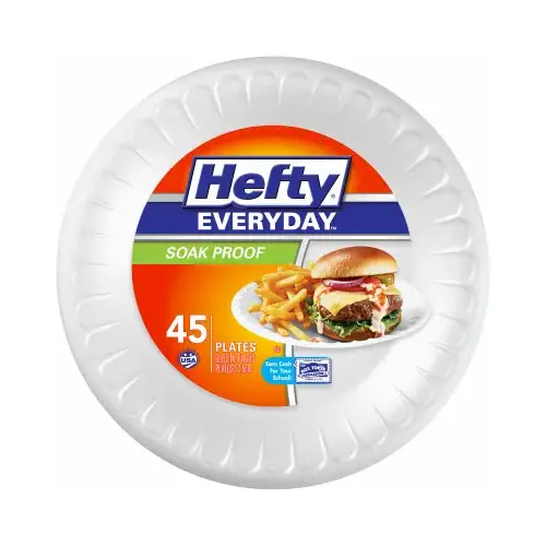 REYNOLDS CONSUMER PRODUCTS 00D28845 Foam Plates, Soak-Proof, 8-7/8-In., 45-Ct.