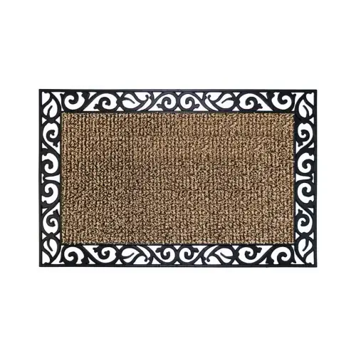 GrassWorx 10374069 AstroTurf Scraper Doormat, Stems and Leaves, Earth Taupe, 24 x 36-In.