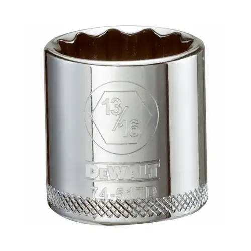 Hand Socket, 13/16 in Socket, 3/8 in Drive, 12-Point, Vanadium Steel, Polished Chrome