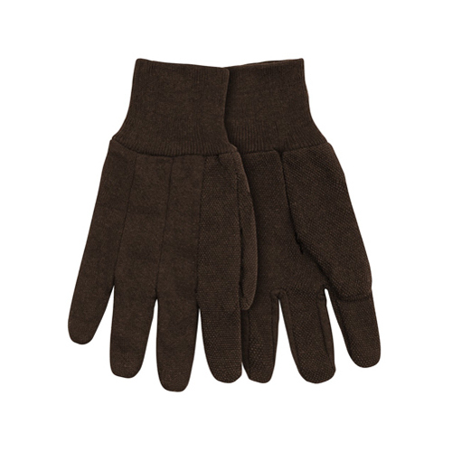 Dot Jersey Gloves, Brown, Men's S - pack of 12