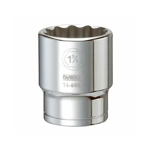 Drive Socket, 1-3/8 in Socket, 3/4 in Drive, 12-Point, Vanadium Steel, Polished Chrome