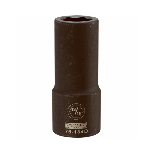 Impact Socket, 13/16 in Socket, 3/4 in Drive, 6-Point, CR-440 Steel, Black Oxide