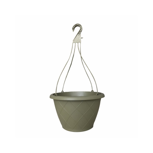 Weave Hanging Basket, Poly Resin, Olive Green