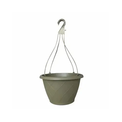 Southern Patio HH1224OG Weave Hanging Basket, Poly Resin, Olive Green