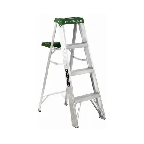 Step Ladder, 102 in Max Reach H, 3-Step, 225 lb, Type II Duty Rating, 3 in D Step, Aluminum