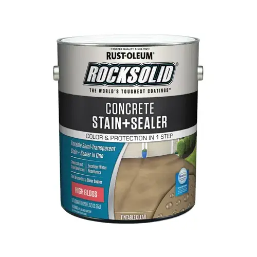 RockSolid Concrete Stain & Sealer, Semi-Transparent, High-Gloss Tint Base, Gallon