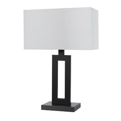 Globe Electric 67045 Table Lamp, Matte Black With White Linen Shade, 20-In.