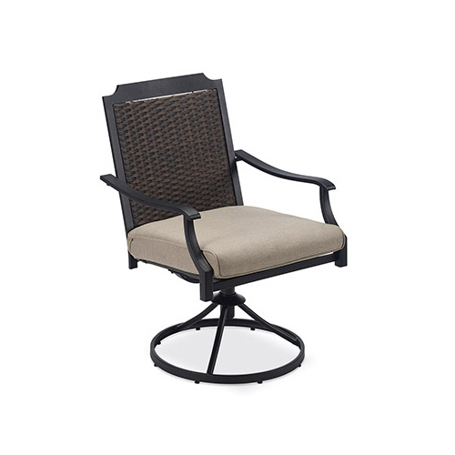 COURTYARD CREATIONS 18S3120B-REV Charleston Patio Cushioned Swivel Dining Chair, Wicker Back