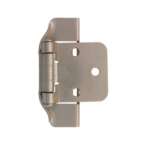 Semi-Wrap Overlay Cabinet Hinge, Satin Nickel, 1/2-In.