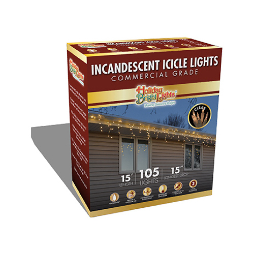 Holiday Bright Lights 105BXICCL Christmas Icicle Light Set