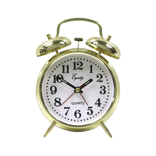 LA CROSSE TECHNOLOGY LTD 13012 Keywound Twinbell Brass Alarm Clock