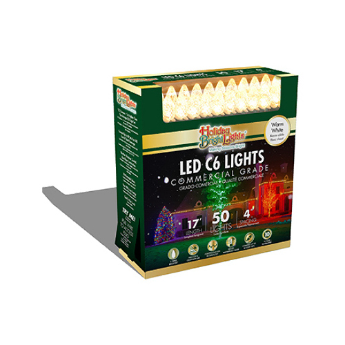 Christmas LED 50-Light Set, C6, Commercial-Grade, Warm White