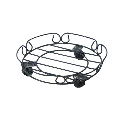 Plant Caddy, Wheeled, Black Steel, Round, 12-In.