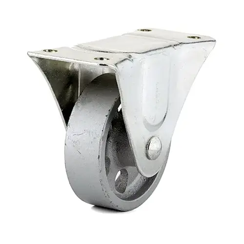 Rigid Plate Caster, Sintered Iron Wheel, 4-In.