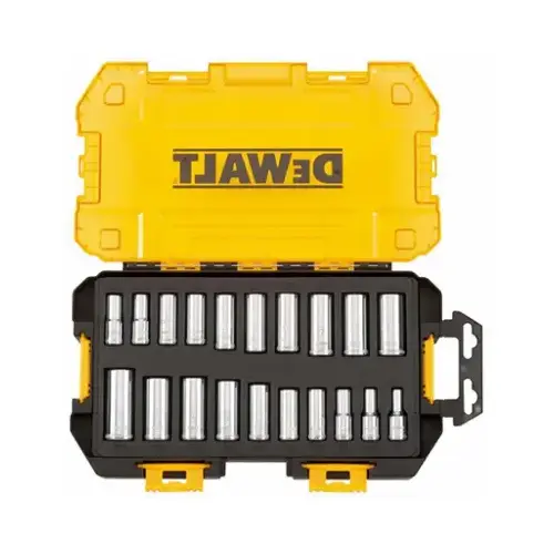 DEWALT DWMT73812 TOUGH BOX TOOL KIT, 3/8"DEEP DRIVE SOCKET SET Chrome ...