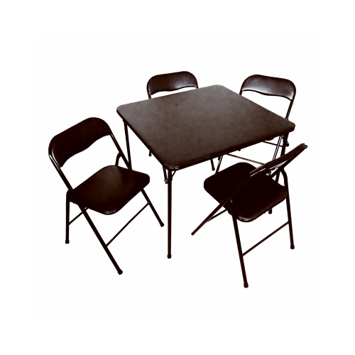 PLASTIC DEVELOPMENT GROUP LLC 819 5-Pc. Table &Chair Set, Black Metal & Vinyl