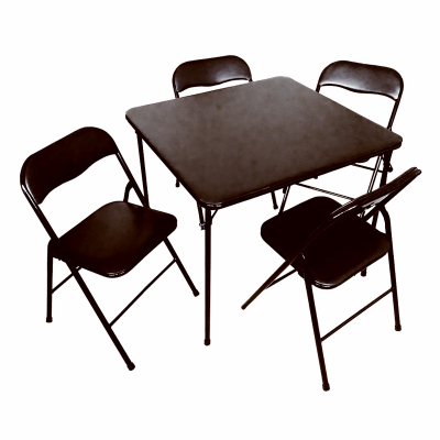 PLASTIC DEVELOPMENT GROUP LLC 819 5-Pc. Table &Chair Set, Black Metal & Vinyl