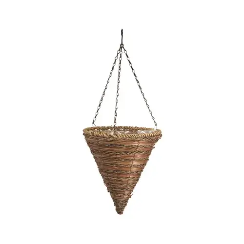 Rope & Fern Hanging Basket, 12-In. Brown