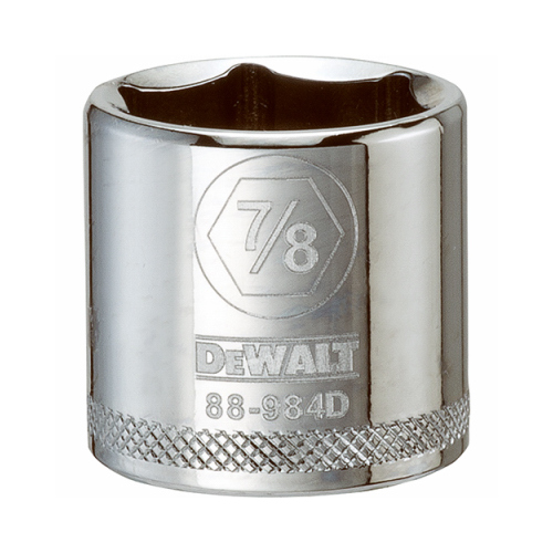 Hand Socket, 7/8 in Socket, 3/8 in Drive, 6-Point, Vanadium Steel, Polished Chrome