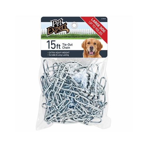 Pet Expert PE223863 Dog Tie Out Chain, Extra Heavy, 15-Ft.