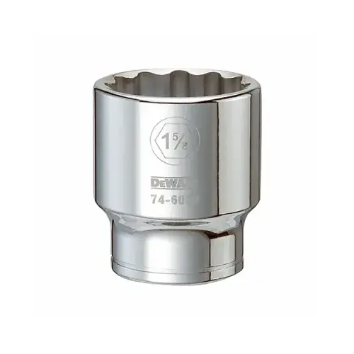 Drive Socket, 1-5/8 in Socket, 3/4 in Drive, 12-Point, Vanadium Steel, Polished Chrome