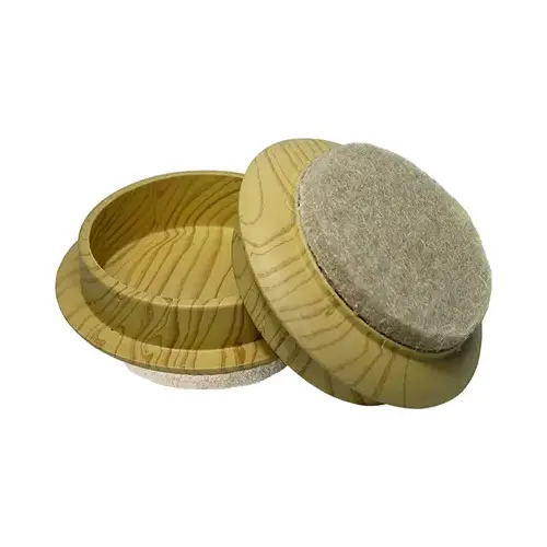 Furniture Cups, Wood Grain, Felt Base, 1-3/4-In. ID - pack of 4