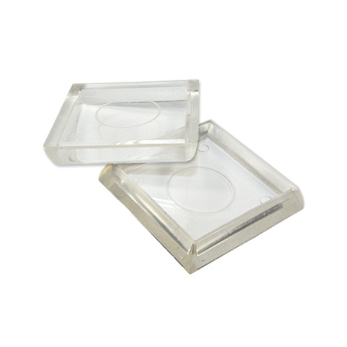 Furniture Cups, Clear Plastic, Square, 1-7/8-In  pack of 4