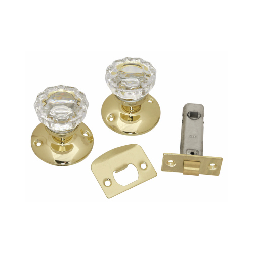 BELWITH PRODUCTS LLC 1148-PB Passage Door Latch Set, Glass Knobs, Polished Brass