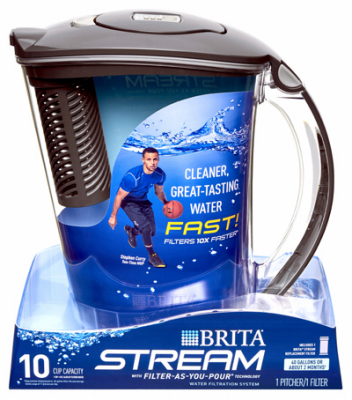 CLOROX SALES CO BRITA DIV 36217 Stream Filter Pitcher, Carbon Gray, 10-Cup