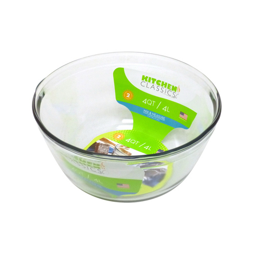 LIBRA INC 195-91662LIB Mixing Bowl, Tempered Glass, 4-Qt.