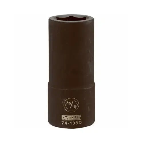 Impact Socket, 15/16 in Socket, 3/4 in Drive, 6-Point, CR-440 Steel, Black Oxide