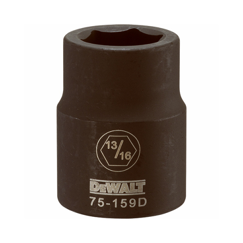 Impact Socket, 13/16 in Socket, 3/4 in Drive, 6-Point, CR-440 Steel, Black Oxide