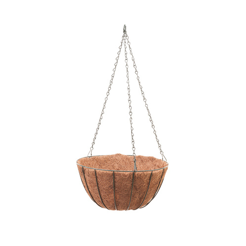 Growers Hanging Basket With Coco Liner, Green Steel, 14-In.