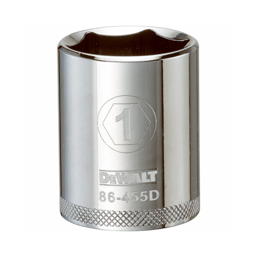 Drive Socket, 1 in Socket, 1/2 in Drive, 6-Point, Steel, Polished Chrome Vanadium