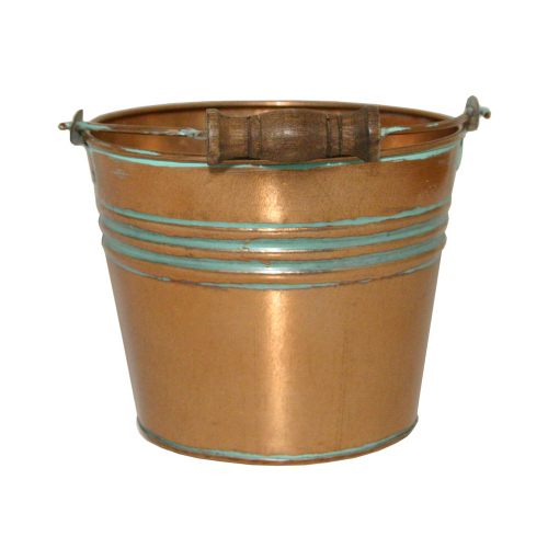 Planter With Handle, Banded Metal, Vintage Copper, 6-In.