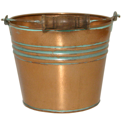 Robert Allen MPT01624 Planter With Handle, Banded Metal, Vintage Copper, 6-In.