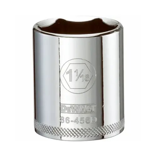 Drive Socket, 1-1/16 in Socket, 1/2 in Drive, 6-Point, Steel, Polished Chrome Vanadium