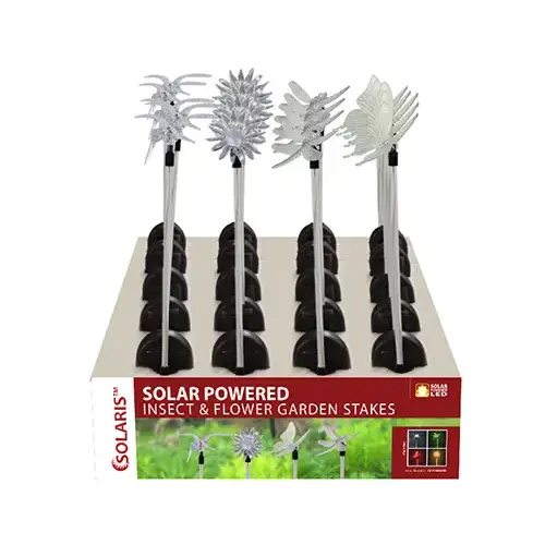 Solar Insect & Plastic Flower Garden Stake With Motion