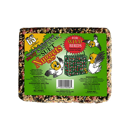 C&S Products 06208 Fruit & Nut Bird Food Snak With Suet Nuggets, 2-1/4-Lb.