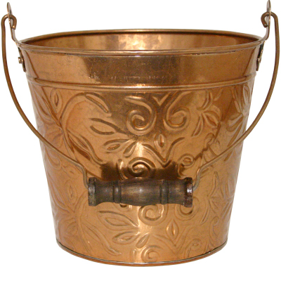 Robert Allen MPT01868 Planter With Handle, Copper Floral Metal, 12-In.