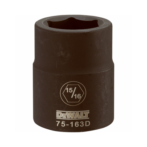 Impact Socket, 15/16 in Socket, 3/4 in Drive, 6-Point, CR-440 Steel, Black Oxide