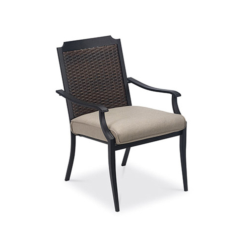 Charleston Patio Cushioned Stationary Dining Chair, Wicker Back