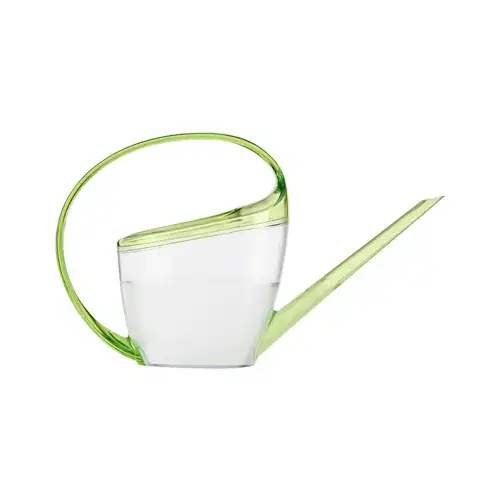 Watering Can, Loop Handle, Transparent/Green Plastic, 47-oz.