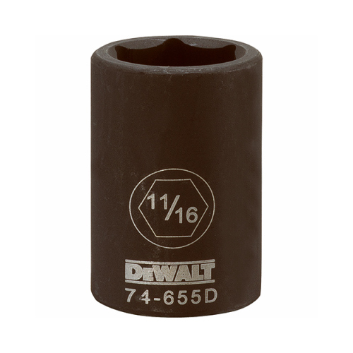 SAE Impact Socket, 6-Point, Black Oxide, 1/2-In. Drive, 11/16-In.