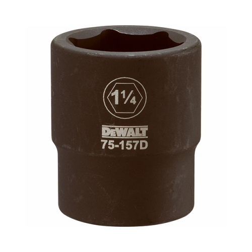 Impact Socket, 1-1/4 in Socket, 3/4 in Drive, 6-Point, CR-440 Steel, Black Oxide