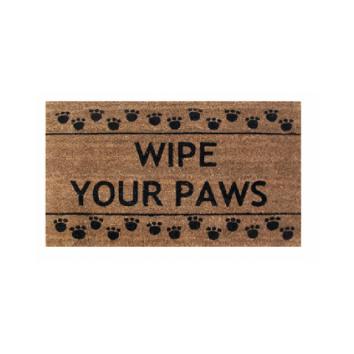 Coir Door Mat, Wipe Your Paws, 18 x 30-In.