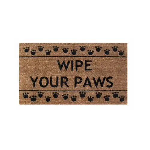 Coir Door Mat, Wipe Your Paws, 18 x 30-In.