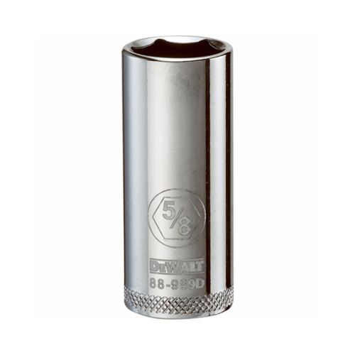 Drive Socket, 5/8 in Socket, 3/8 in Drive, 6-Point, Vanadium Steel, Polished Chrome